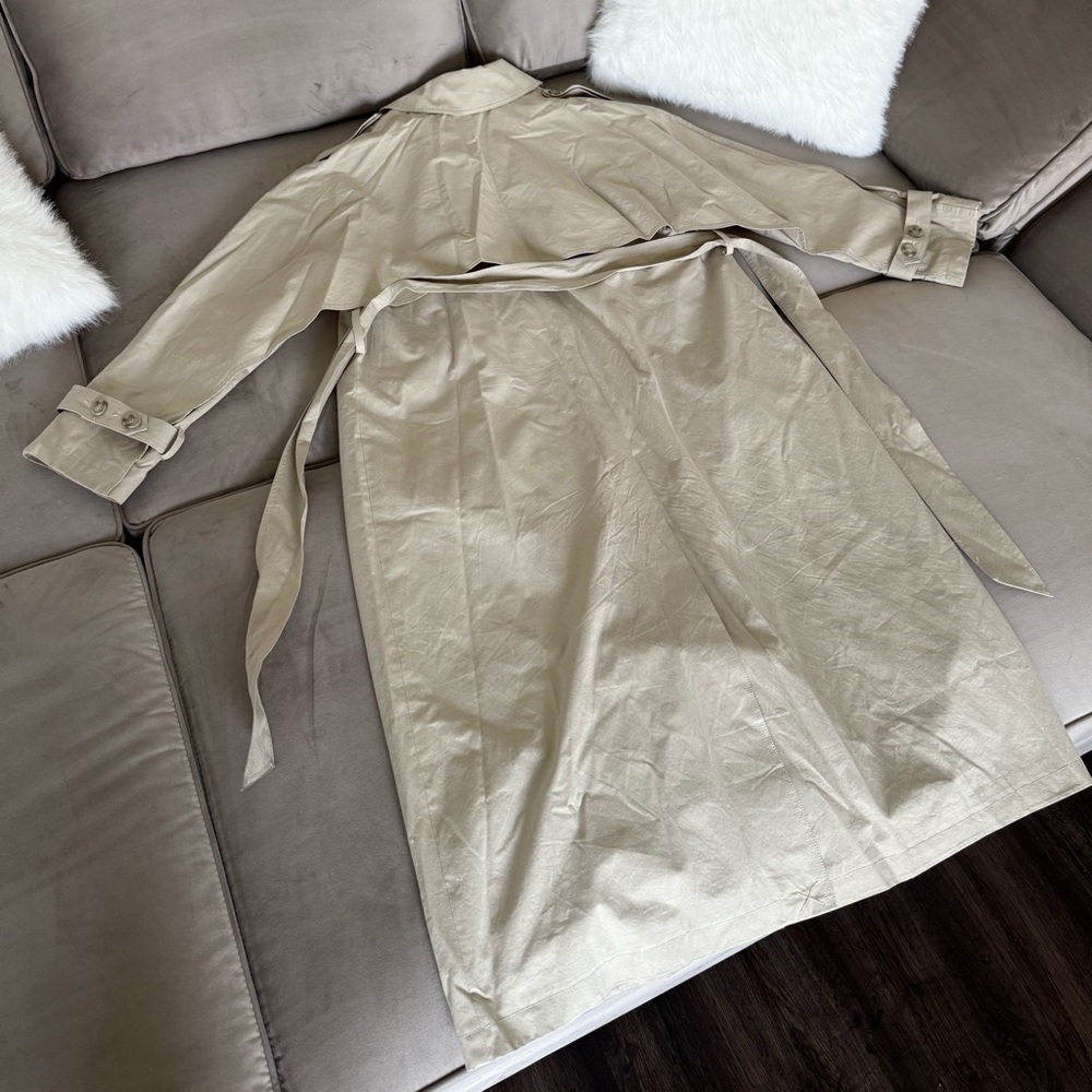 Topshop Longline Trench Coat In Stone View 6